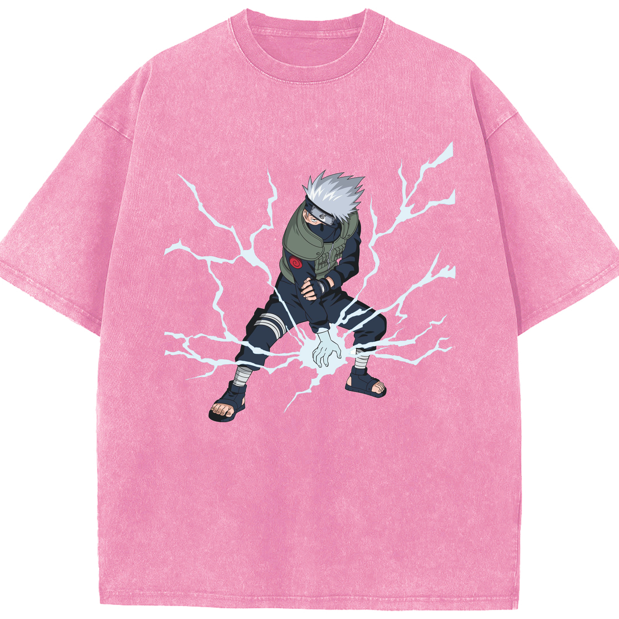 （画像用） NARUTO -ナルト- はたけ カカシ Hatake Kakashi 綿100% ヴィンテージ風 半袖Tシャツ（フロントプリント）